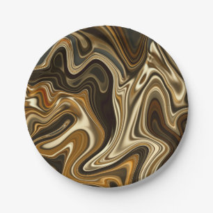 Assiettes En Carton Style de marbre magnifique - brun chaud
