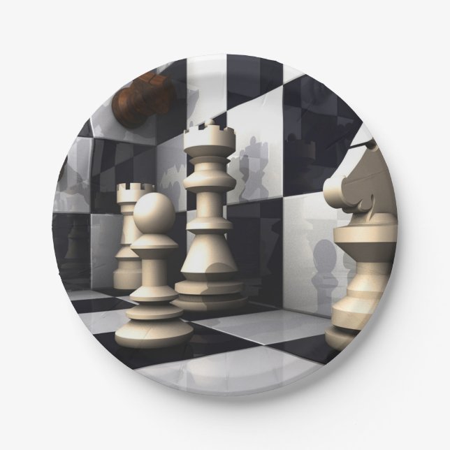 Assiettes En Carton Style d'échecs de jeu (Devant)