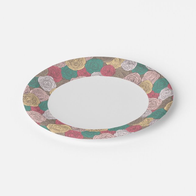 Assiettes En Carton Style floral élégant. Fleur vive (Angle)