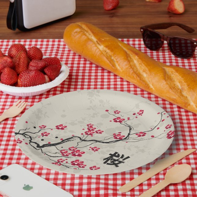 Assiettes En Carton Style oriental Sakura Cherry Blossom Art (Pique-nique)