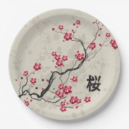 Assiettes En Carton Style oriental Sakura Cherry Blossom Art