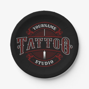 Assiettes En Carton Style traditionnel AJOUTER LE NOM Tattoo Studio Sh
