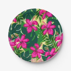 Assiettes En Carton Style tropical hawaïen