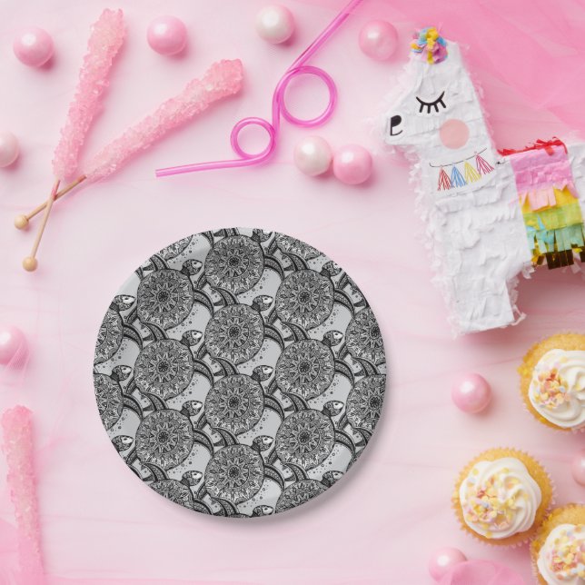 Assiettes En Carton Style Turtle Motif (Fête)