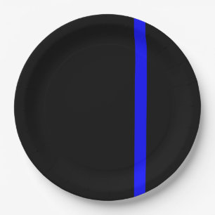 Assiettes En Carton Style vertical Symbolique Ligne Bleue Mince