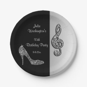 Assiettes En Carton Stylet argenté et anniversaire triple de fissure