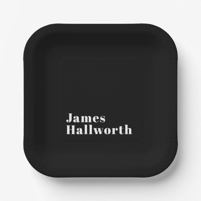 Assiettes En Carton Stylish Editable Retro Modern Name (ou autre texte (Recto)