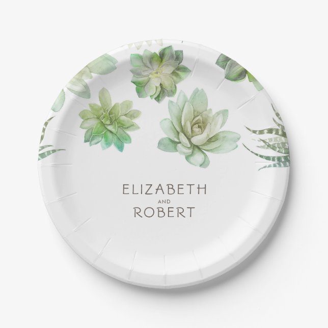 Assiettes En Carton Succulents Mariage de verdure (Devant)