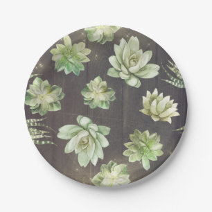 Assiettes En Carton Succulents verdure Mariage en bois rustique