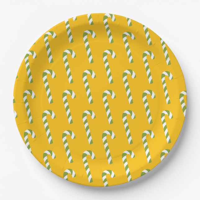 Assiettes En Carton Sucre de canne Noël Jaune orange (Devant)