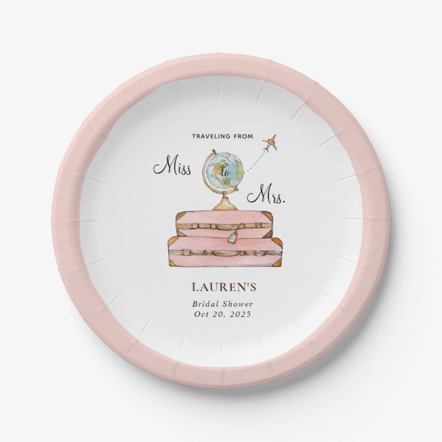 Assiettes En Carton Suitcases de voyage Douche nuptiale (Devant)