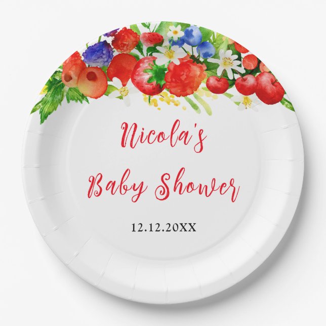 Assiettes En Carton Summer Mixed Berries Baby Shower (Devant)