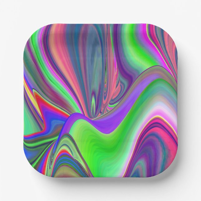 Assiettes En Carton Summerfeel, Rainbowart 3D Abstrait (Recto)