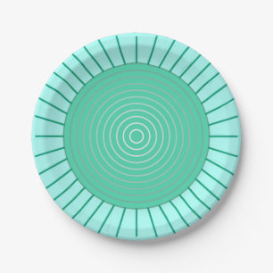 Assiettes En Carton Sunburst géométrique moderne - Aqua et Seafoam Gre