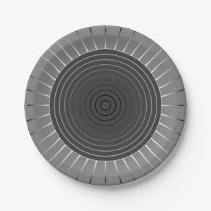 Assiettes En Carton Sunburst géométrique moderne - Hématite foncé gris