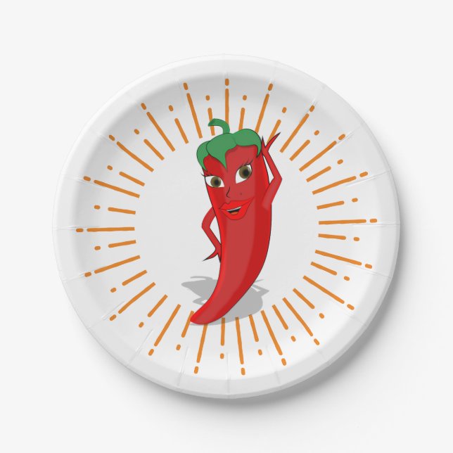 Assiettes En Carton Sunburst Red Hot Pepper Diva (Devant)