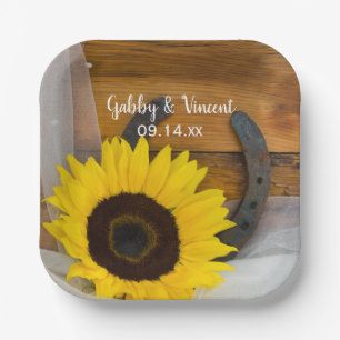 Assiettes En Carton Sunflower and Horseshoe Country Western Wedding