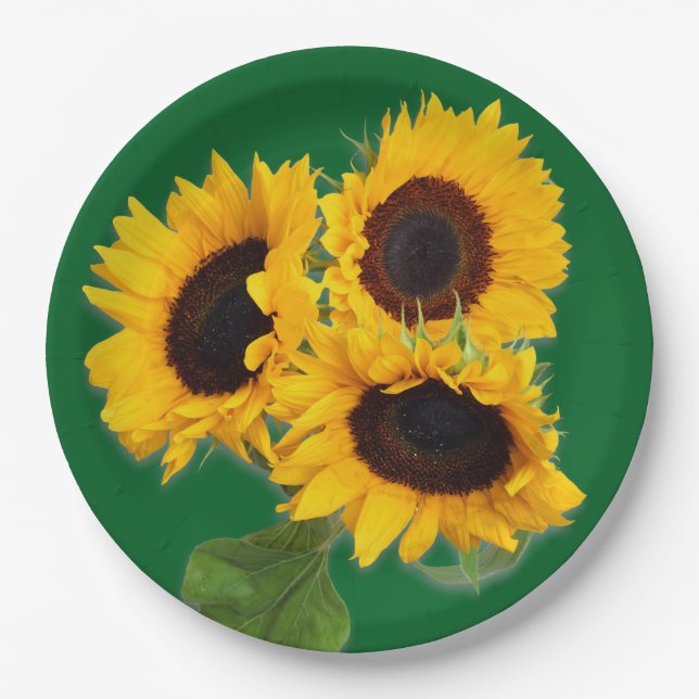 Assiettes En Carton Sunflower Bouquet Disposable Paper Plate (Devant)