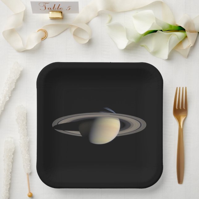 Assiettes En Carton Sunlit Saturn Gas géant Planet par Cassini (Mariage)