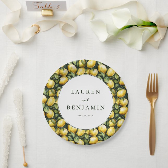 Assiettes En Carton Sunny Lemon Mariage (Mariage)