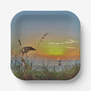 Assiettes En Carton Sunset plage