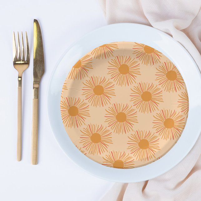 Assiettes En Carton Sunshine baby shower sunburst orange (Créateur téléchargé)