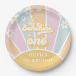 Assiettes En Carton Sunshine pastel Retro daisy boho premier anniversa