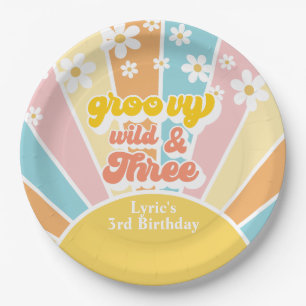 Assiettes En Carton Sunshine Retro daisy 3e anniversaire