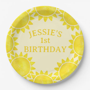 Assiettes En Carton Sunshine Thème 1er fête d'anniversaire
