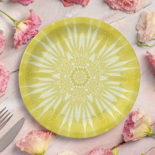 Assiettes En Carton Sunshine Yellow Faux Tulle Design (Créateur téléchargé)
