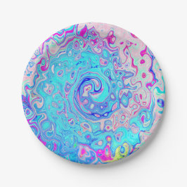 Assiettes En Carton Super Abstrait Retro Robin's Oeuf Blue Swirl