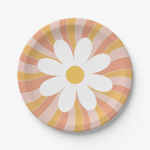 Assiettes En Carton Super Boho Retro Daisy Sunshine
