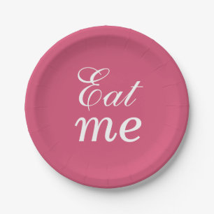 Assiettes En Carton Super Cute Mange Me Plate - rose