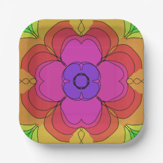 Assiettes En Carton Super Fleur les années 70 Gogo