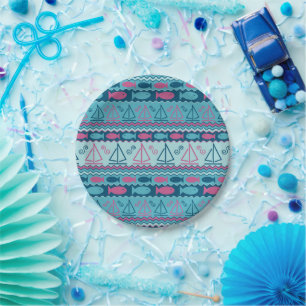 Assiettes En Carton Super Fun Poisson Et Motif De Voilier