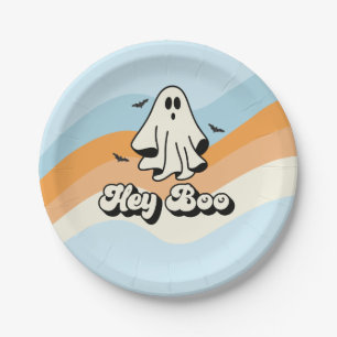 Assiettes En Carton super Ghost retro Halloween Hey Boo Éffrayant