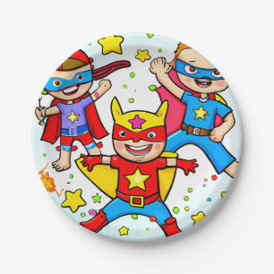 Assiettes En Carton Super Héros Enfants Thématique Anniversaire Plaque