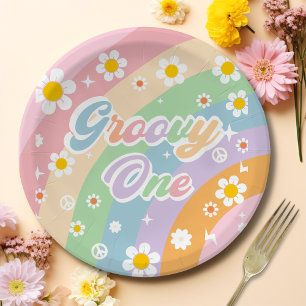 Assiettes En Carton Super One Boho Daisy Rainbow