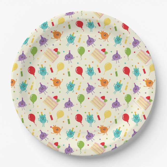 Assiettes En Carton Super simple | Motif de gâteau d'anniversaire (Devant)