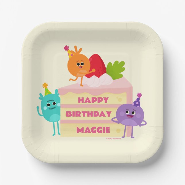 Assiettes En Carton Super simple | Numérique Space Anniversaire Gâteau (Recto)