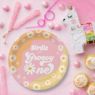 Assiettes En Carton Super un 1er anniversaire fête Boho Retro Daisy