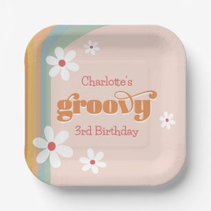 Assiettes En Carton Super White Daisies Fille 3ème anniversaire fête