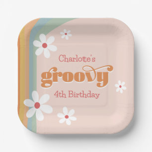 Assiettes En Carton Super White Daisies Fille 4e anniversaire
