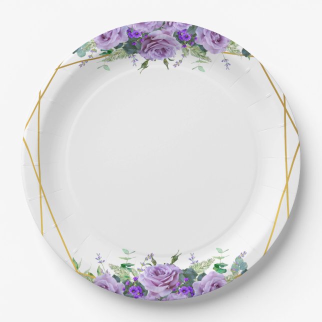 Assiettes En Carton Superbe vigne lilas et lavande (Devant)