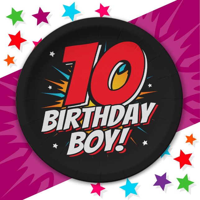 Assiettes En Carton Superhero 10 ans Anniversaire Garçon 10e Anniversa (Créateur téléchargé)