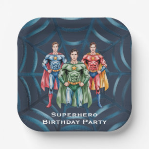 Assiettes En Carton Superhero fête d'anniversaire pour les garçons