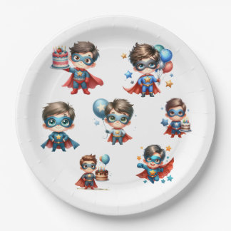 Assiettes En Carton Superhero Paper Plate Boy Birthday Party Tableware