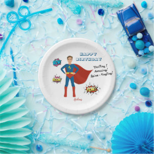 Assiettes En Carton Superhero Photo personnalisée Anniversaire