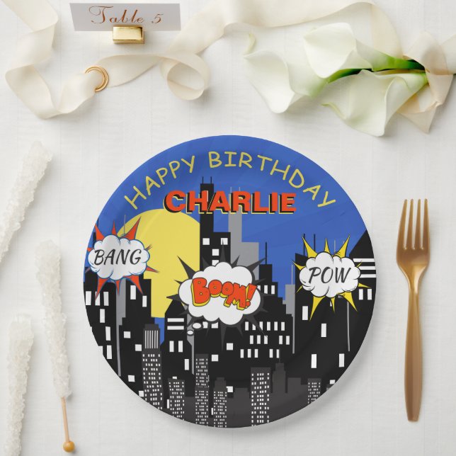Assiettes En Carton Superhero Thème Anniversaire (Mariage)