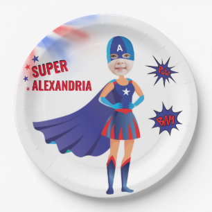 Assiettes En Carton Superhero USA Superning Girl Anniversaire Extraord